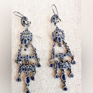 Sterling Silver Amethyst stamped handmade chandelier earrings